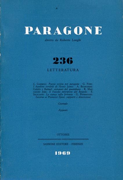 PARAGONE. Letteratura. Anno XX - Numero 236 - Ottobre 1969 - copertina