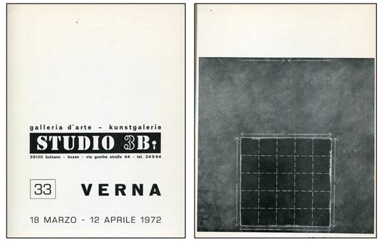 Verna. Galleria d'Arte Studio 3Bi 1972 - Claudio Verna - copertina