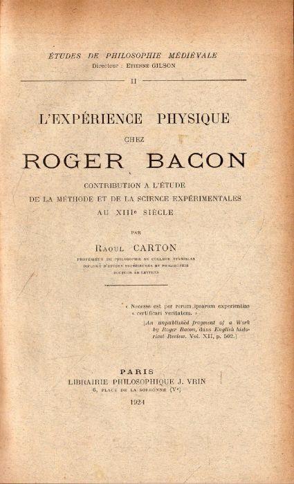 L' Expérience Physique chez Roger Bacon - copertina