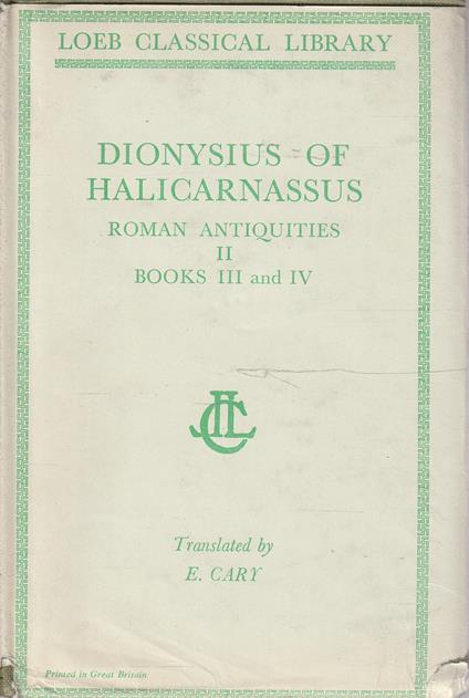 Roman Antiquities -II - Books III and IV di: Dionysius of Halicarnassus - copertina