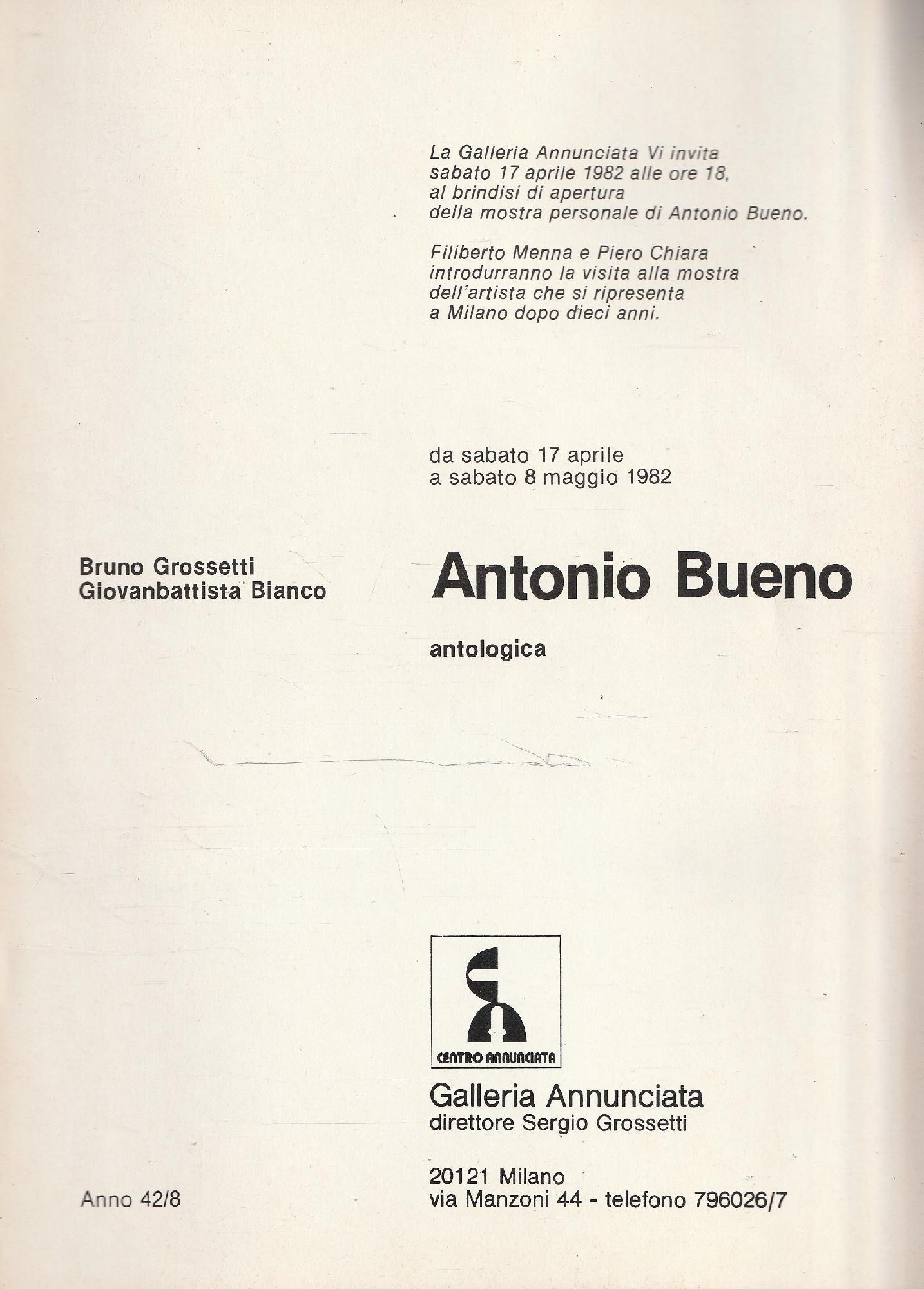 Antonio Bueno antologica. Galleria Annunciata 1982