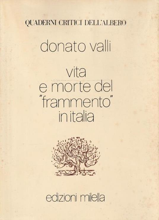 Vita e morte del frammento in Italia - Donato Valli - copertina