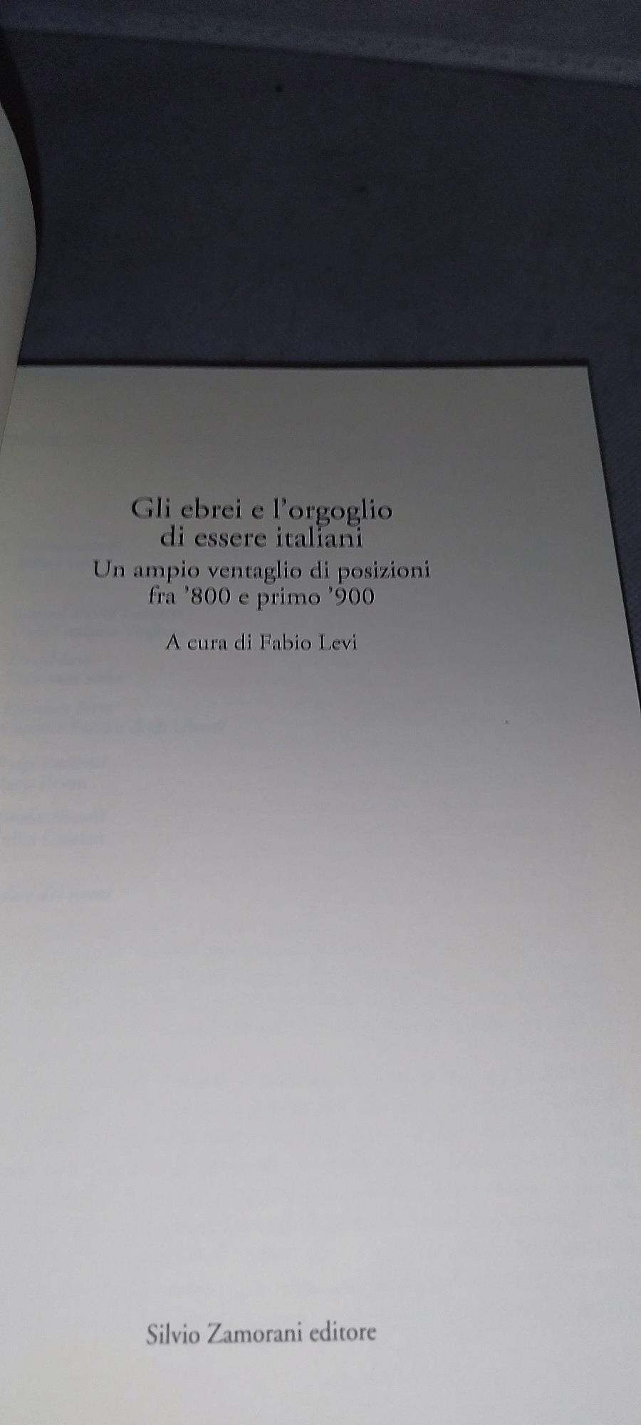 gli ebrei e l'orgoglio di essere italiani un ampio ventaglio di posizione fra 800 e 900