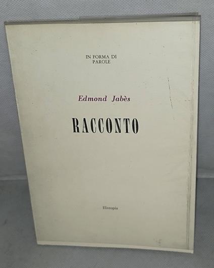 racconto edmond jabes - Edmond Jabès - copertina