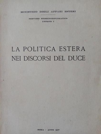 La politica estera nei discorsi del duce - copertina