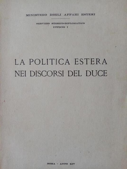 La politica estera nei discorsi del duce - copertina