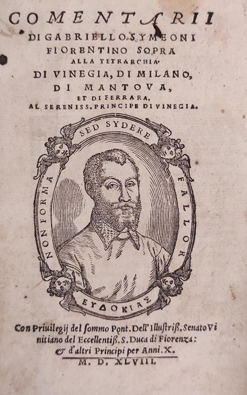 Comentarii Di Gabriello Symeoni Fiorentino Sopra Alla Tetrarchia Di Vinegia, Di Milano, Di Mantova Et Di Ferrara - copertina