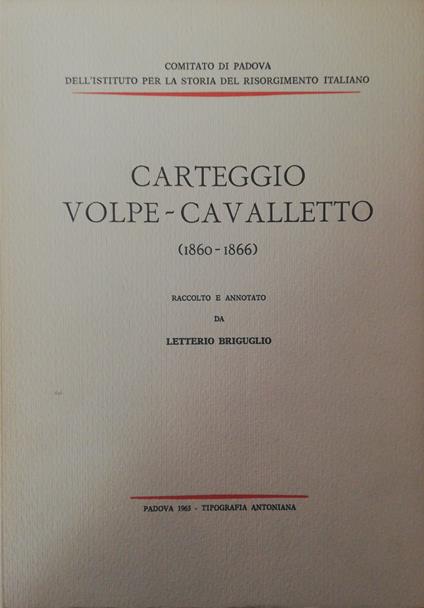 Carteggio Volpe-Cavalletto (1860-1866) - copertina