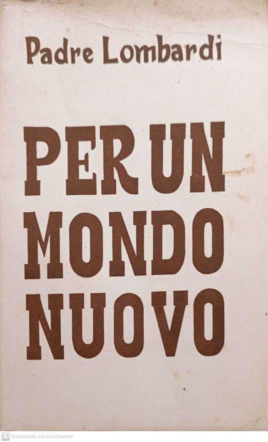 Per un Mondo nuovo - Riccardo Lombardi - copertina