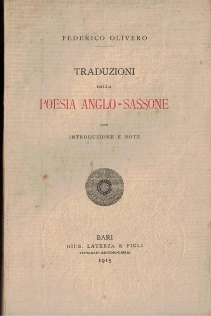 Traduzioni dalla poesia anglo-sassone - copertina