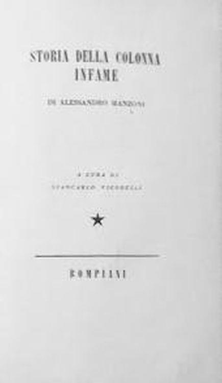Storia della colonna infame - Alessandro Manzoni - copertina