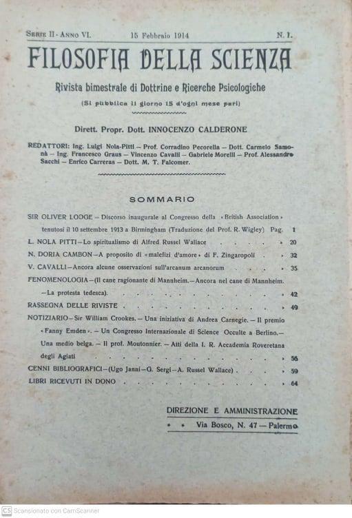 Filosofia della scienza. Serie II-Anno VI. N°1 di: Innocenzo Calderone - copertina