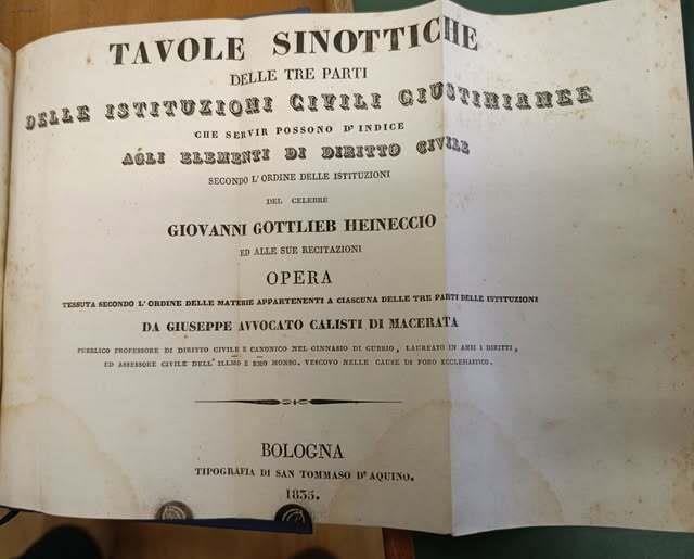 Prelezioni degli elementi di diritto civile secondo l'ordine delle istituzioni di Giovanni Gottlieb Heineccio. Volume secondo. Allegato: Tavole sinottiche delle tre parti delle Istituzioni civili giustinianee che servir possono d'indice agli elementi