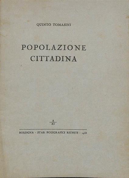 Popolazione cittadina - Quinto Tomasini - copertina