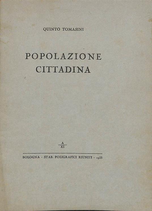 Popolazione cittadina - Quinto Tomasini - copertina
