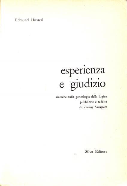 Esperienza e giudizio : ricerche sulla genealogia della logica - Edmund Husserl - copertina