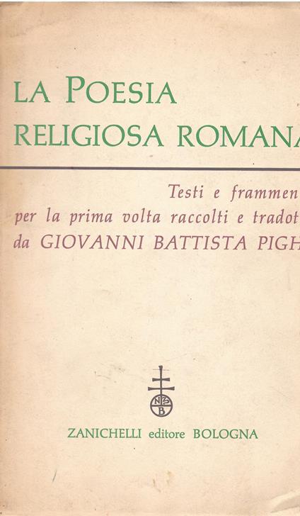La poesia religiosa romana - Giovanni Battista Pighi - copertina