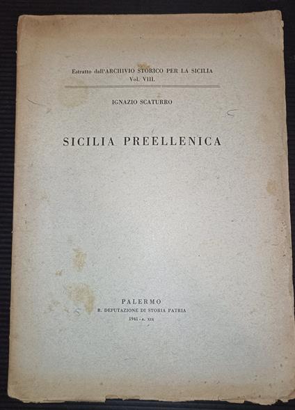 Sicilia preellenica - Ignazio Scaturro - copertina