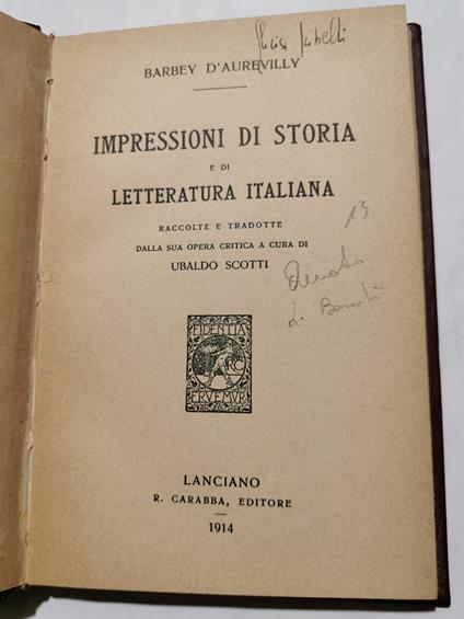 Impressioni di storia e di letteratura italiana - copertina