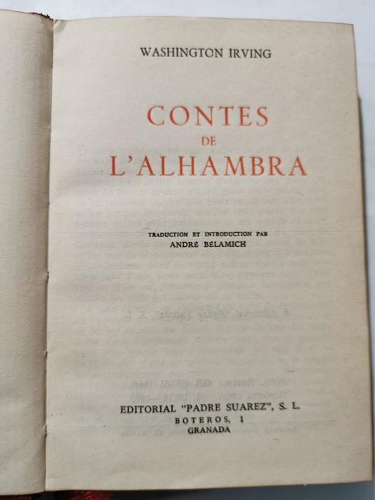 Contes de l'Alhambra - Washington Irving - copertina