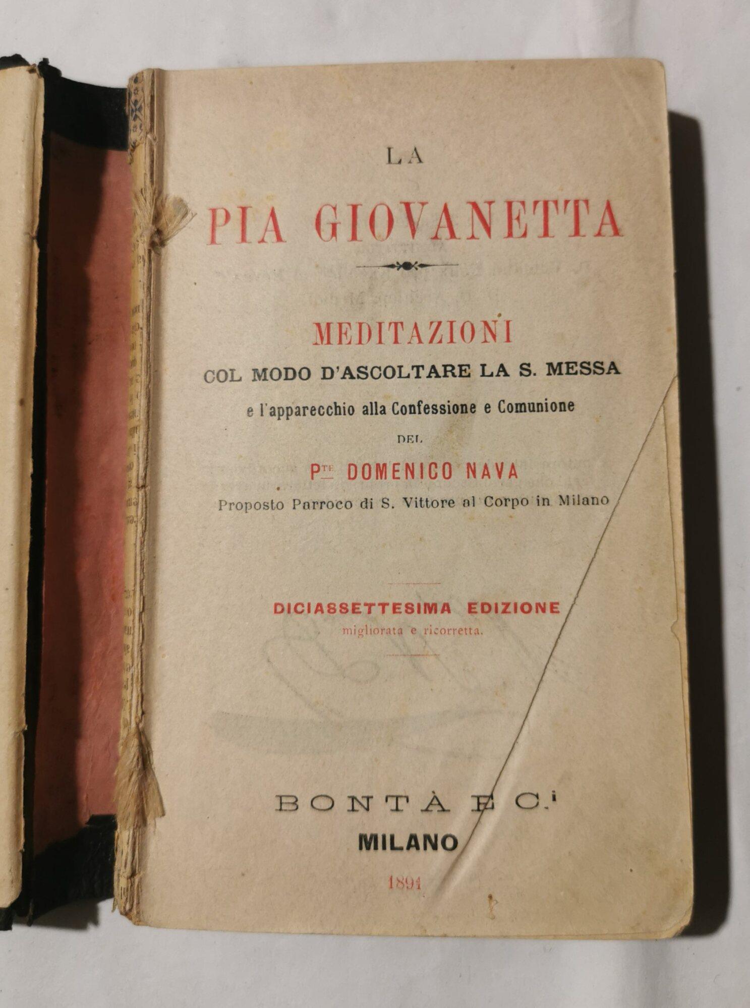 La Pia Giovanetta - Meditazioni col modo di ascoltare la S. Messa