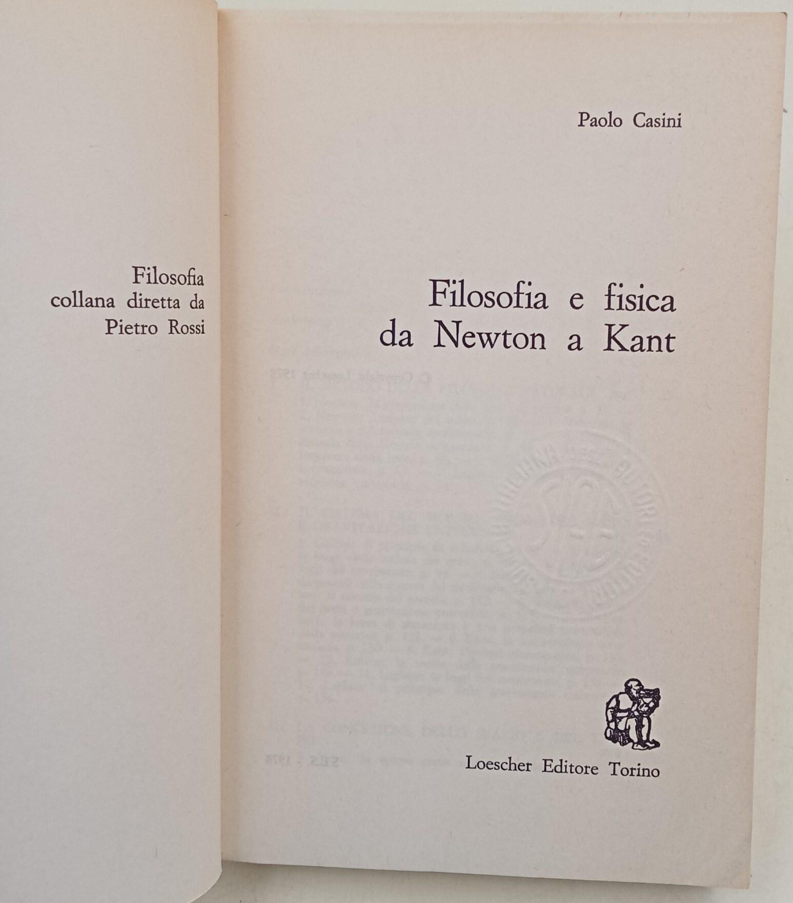 Filosofia e fisica da Newton a Kant