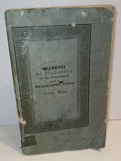 Elementi di filosofia ad uso dè giovanetti - copertina