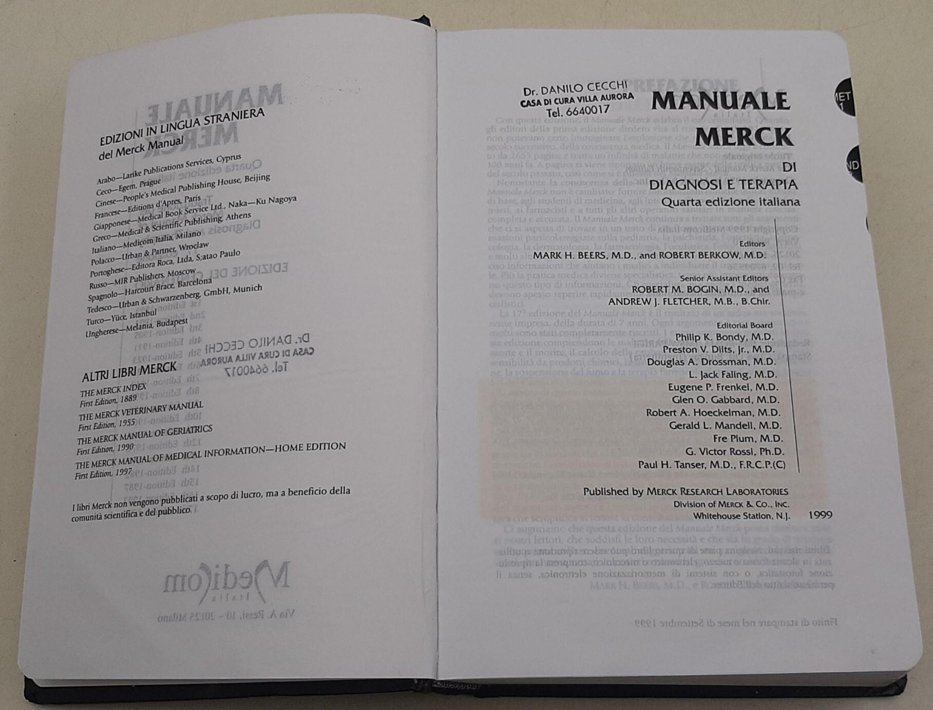 Manuale Merck - Diagnosi e terapia- edizione del centenario