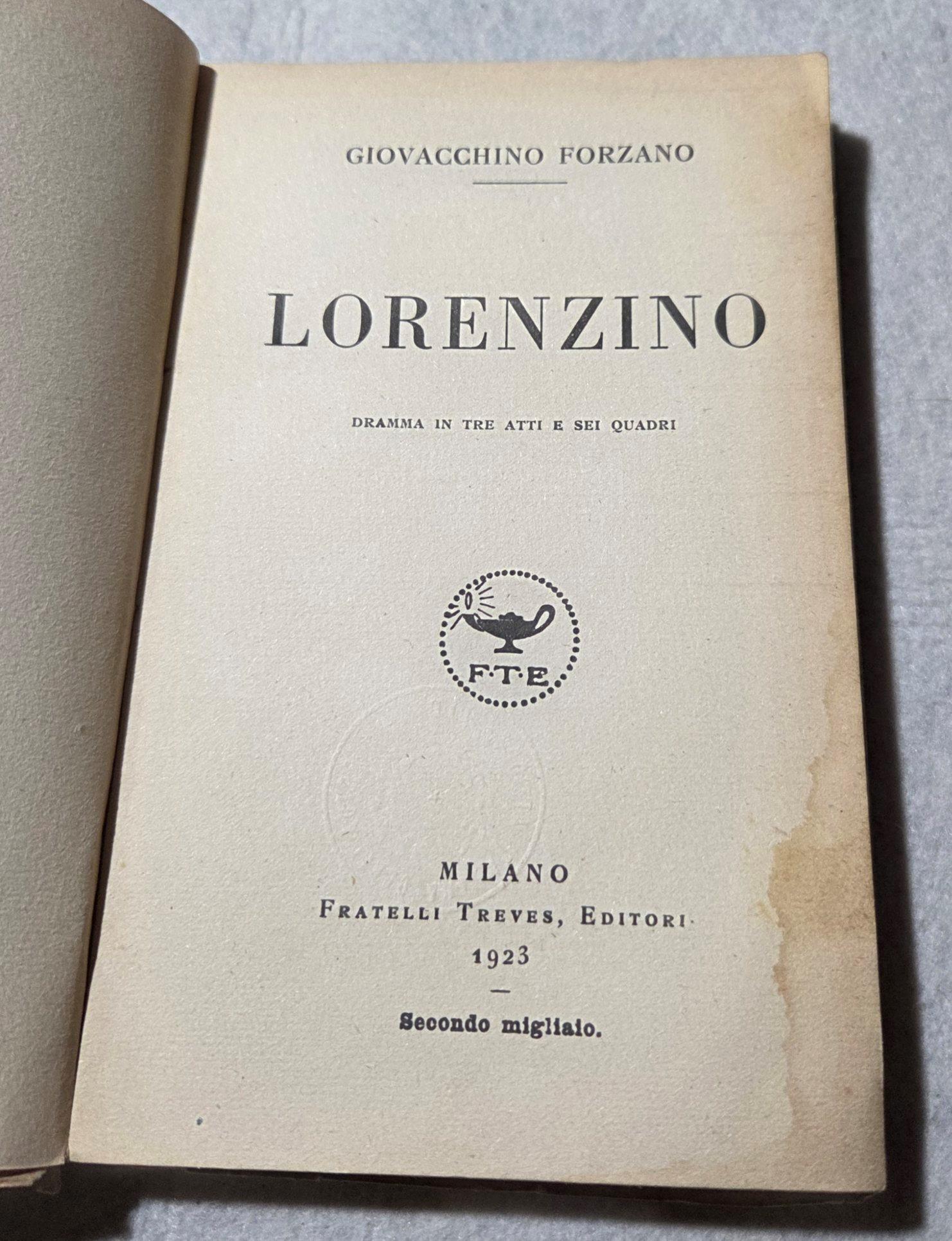 Lorenzino- Dramma in tre atti e sei quadri