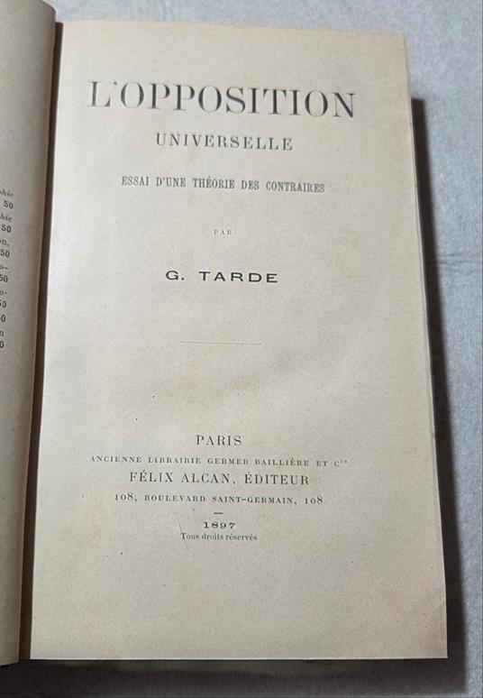 L'opposition universelle - Essaie d'une theorie des contraires - copertina