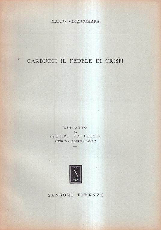 Carducci il fedele di Crispi - Mario Vinciguerra - copertina