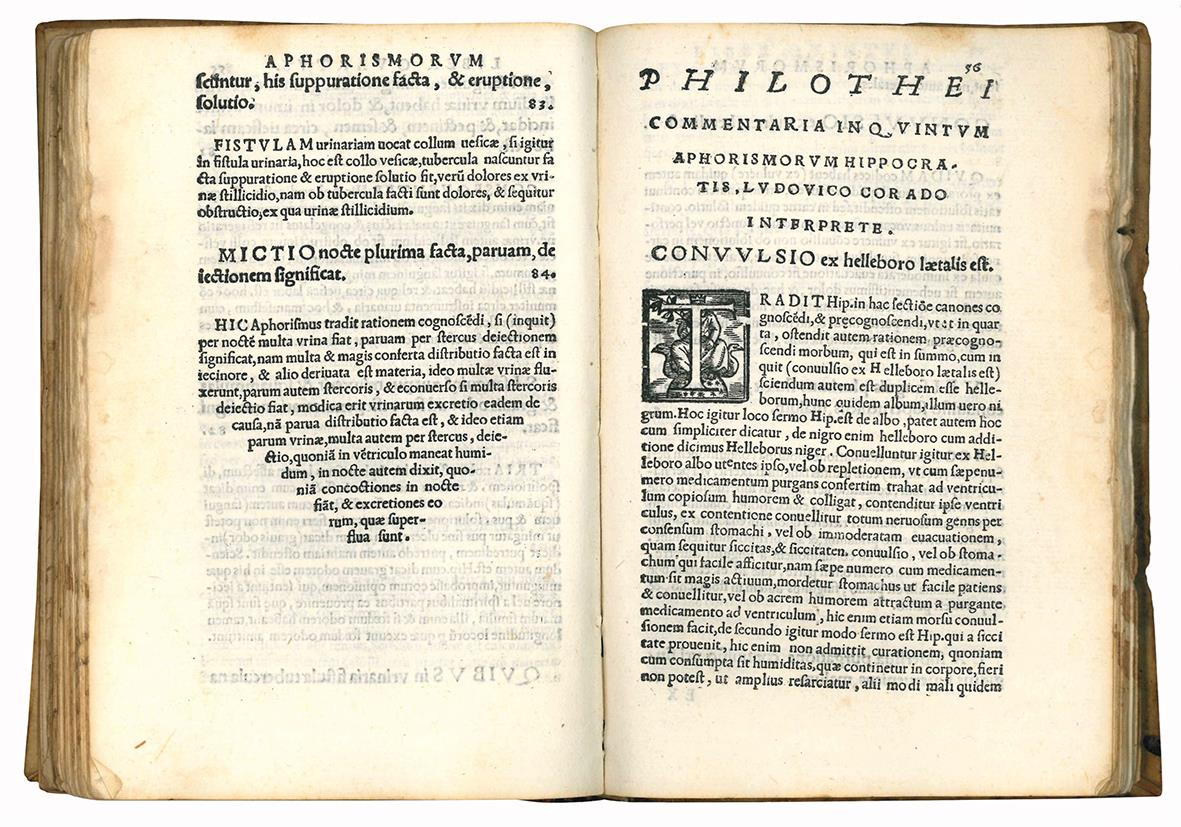 Philothei medici praestantissimi Commentaria in aphorismos Hippocratis. Nunc primum e graeco in Latinum sermonem conversa Ludovico Corado Mantuano interprete