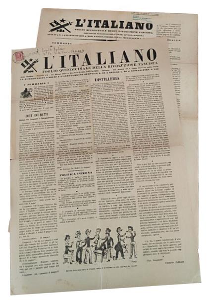L' italiano: foglio quindicinale della rivoluzione fascista. Anno secondo, nr. 3-4, e anno quarto, nr. 1 - copertina