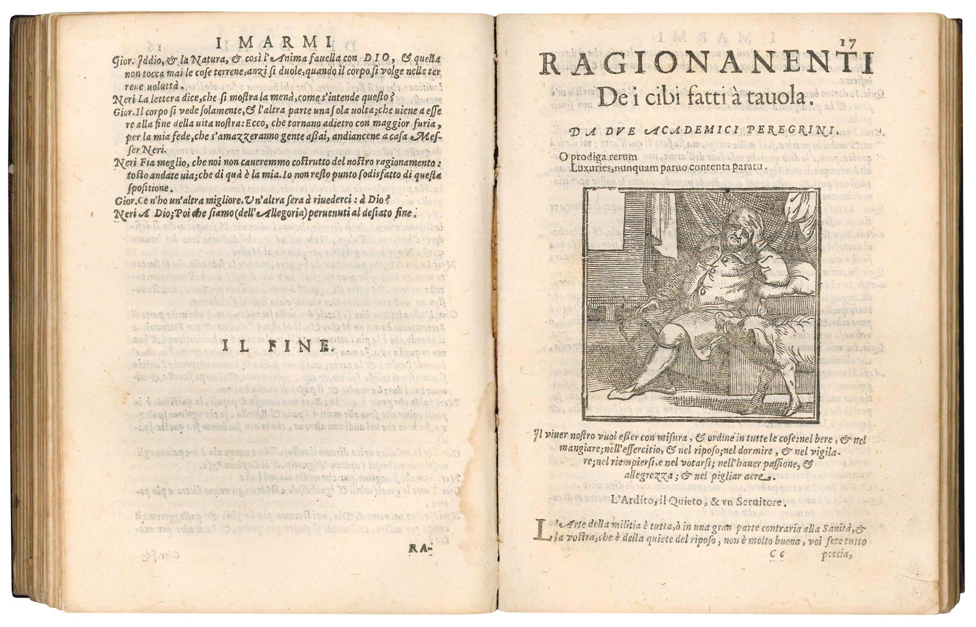 I marmi del Doni academico peregrino, cioè ragionamenti introdotti à farsi da varie conditioni d'huomini, à luoghi di honesto piacere in Firenze . Diviso in quattro libri