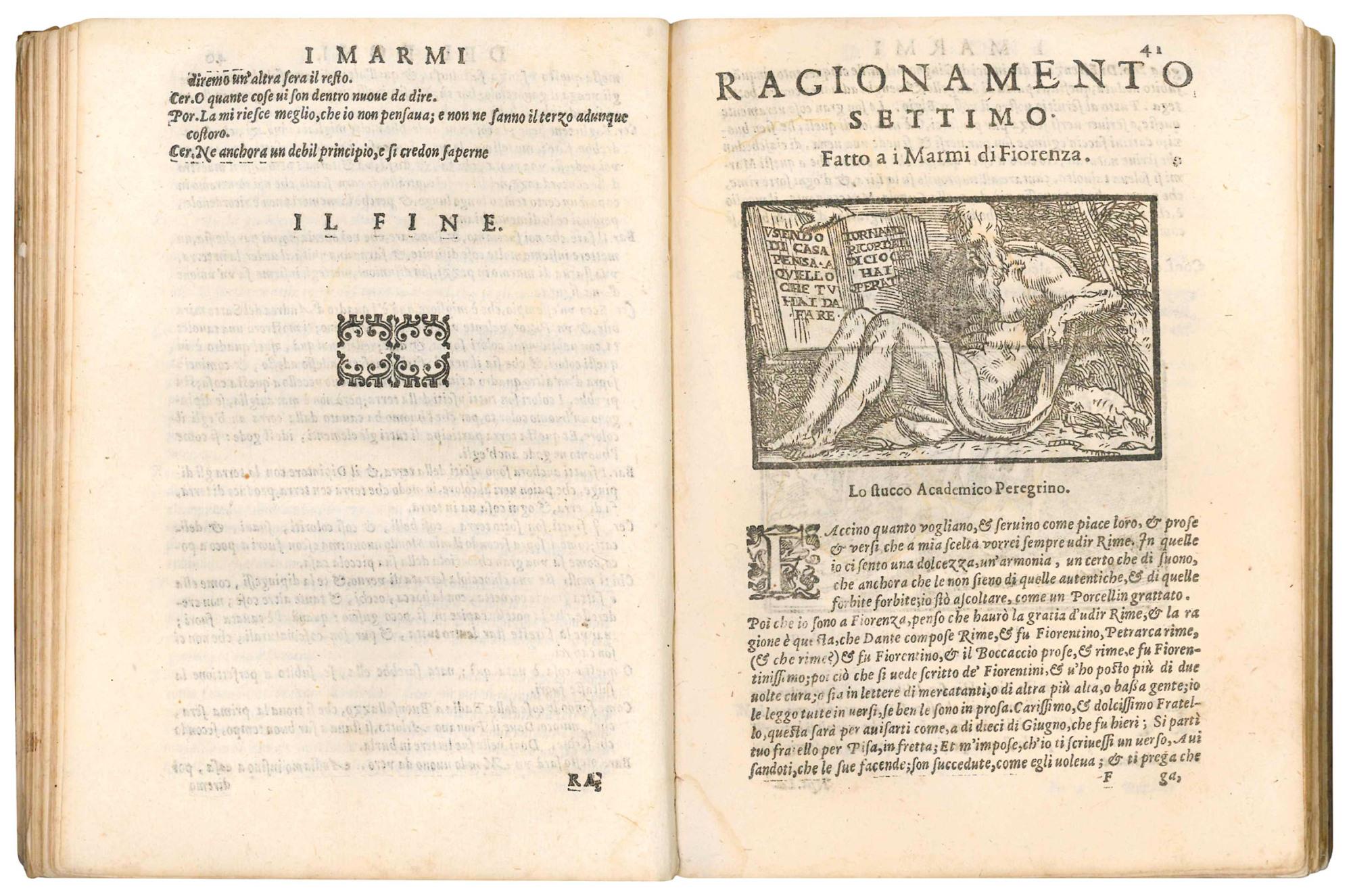 I marmi del Doni academico peregrino, cioè ragionamenti introdotti à farsi da varie conditioni d'huomini, à luoghi di honesto piacere in Firenze . Diviso in quattro libri