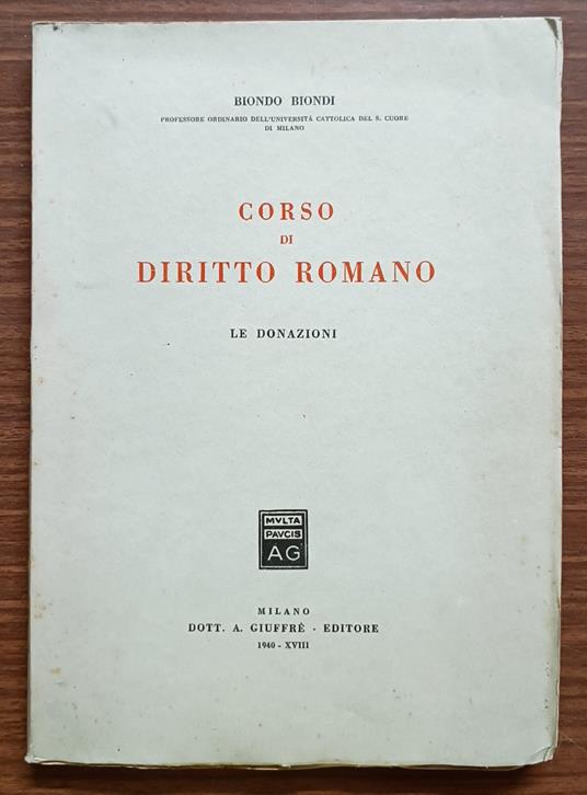 Corso di diritto romano: le donazioni - copertina