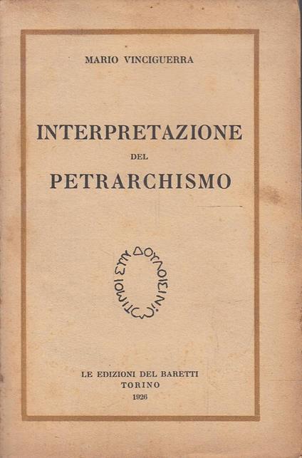 Interpretazione del petrarchismo - Mario Vinciguerra - copertina