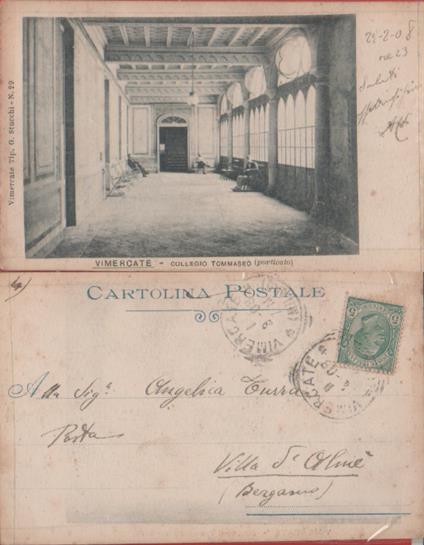 Vimercate. Collegio Tommaseo. Viaggiata 1908 - copertina