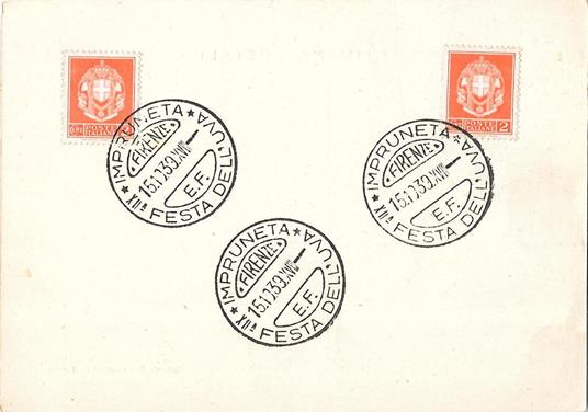Cartolina con annullo speciale. Impruneta . Festa dell´uva 1939 . Non viaggiata - copertina