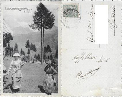 Donne in costume con verso di Sacchetti. Viaggiata - copertina