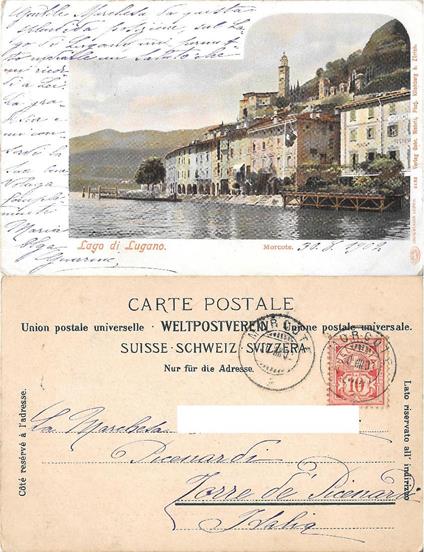 Lago di Lugano. Morcote. Viaggiata 1902 - copertina