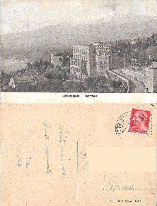 Taormina. Bristol Hotel . ed. Alterocca. Viaggiata - copertina