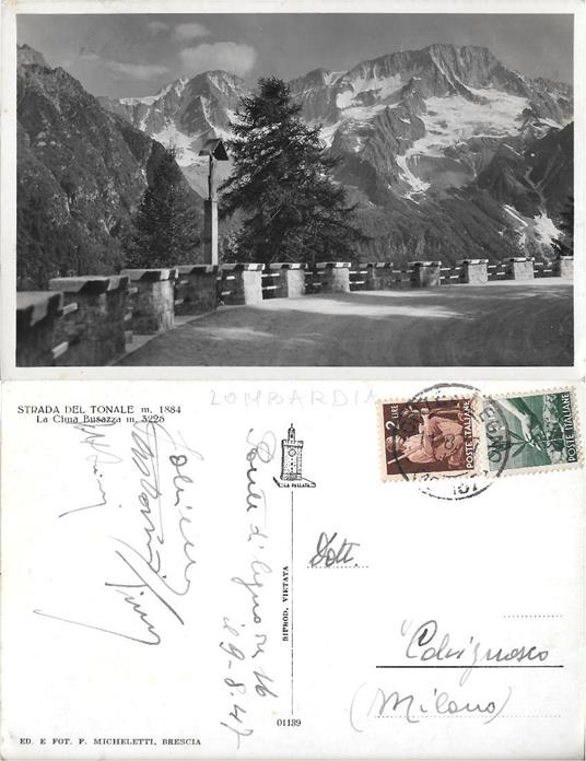 Strada del Tonale. La Cima Busazza. Viaggiata 1947 - copertina
