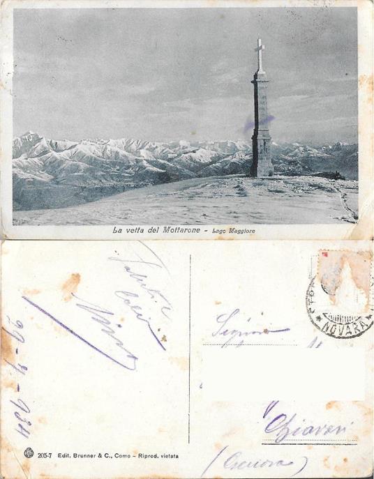 La vetta del Mottarone. Lago Maggiore. Viaggiata 1934 - copertina