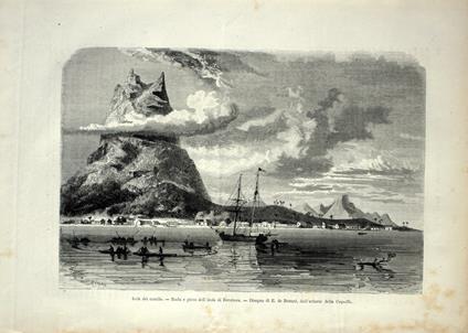 Isole del Corallo. Rada e picco di Borabora . Stampa 1864 - copertina