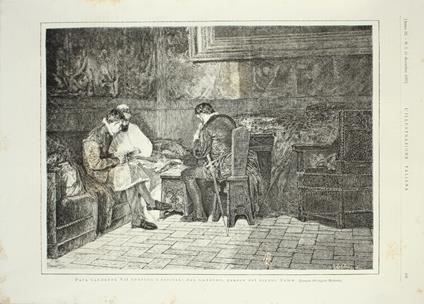 Papa Clemente VII trafuga i gioielli del Camauro. Quadro di Toma. Stampa 1876 - copertina