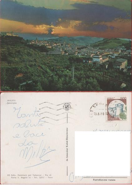 Spoleto. Panorama. Viaggiata 1988 - copertina
