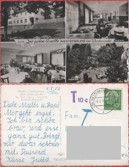 Westerburg. Zur guten Quelle. Viaggiata 1958 - copertina