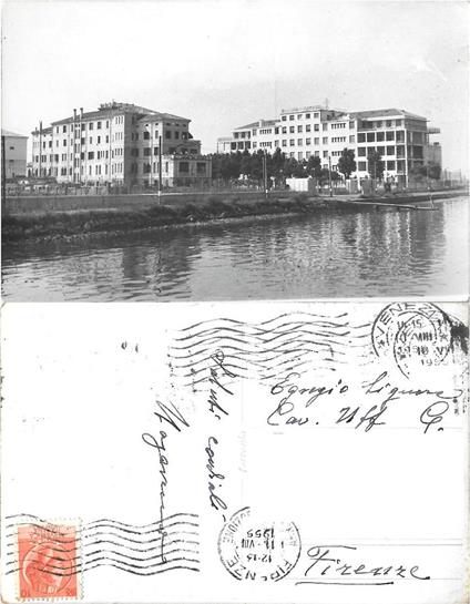 Palazzi sulla riva, luogo da identificare. Viaggiata 1955 - copertina