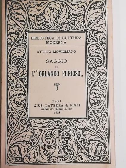 Saggio su l' ''Orlando Furiosò' - Attilio Momigliano - copertina